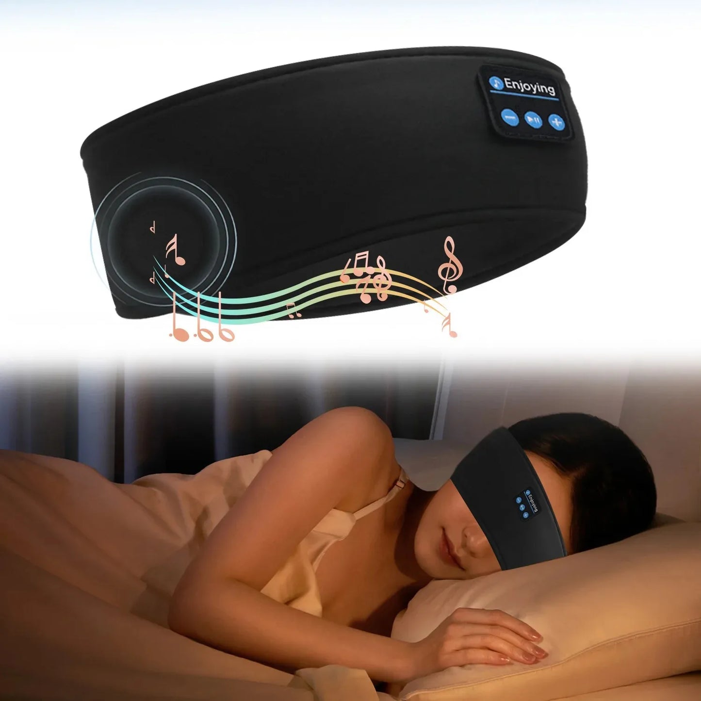 Butterfly Print Bluetooth Headband Sweatproof Sports Headset Workout Eye Mask Wireless for Sleep Workout Fit iPhone Android All