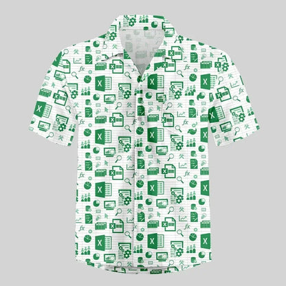 Fun Excel Spreadsheet 3D Print Sport Quick-dry Men Women Shirts Casual Vacation Button Design Creative Y2K Work Short Sleeve Top