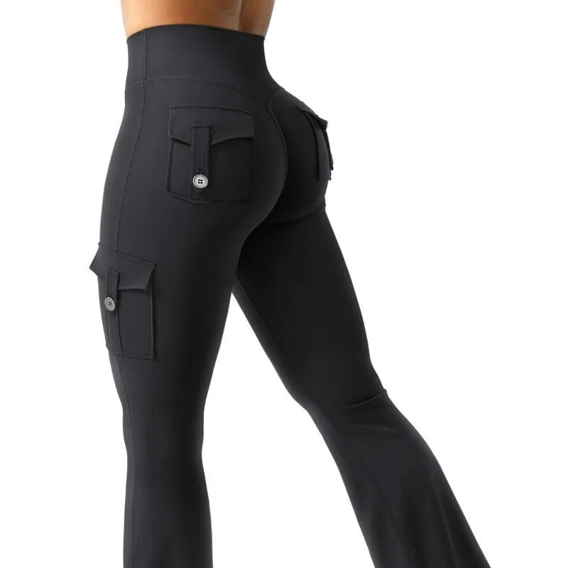 Newest Women Wide Leg High Stretch Yoga Leggings Naked Feeling Compression Fitness Workwear with Pockets Yoga Pant
