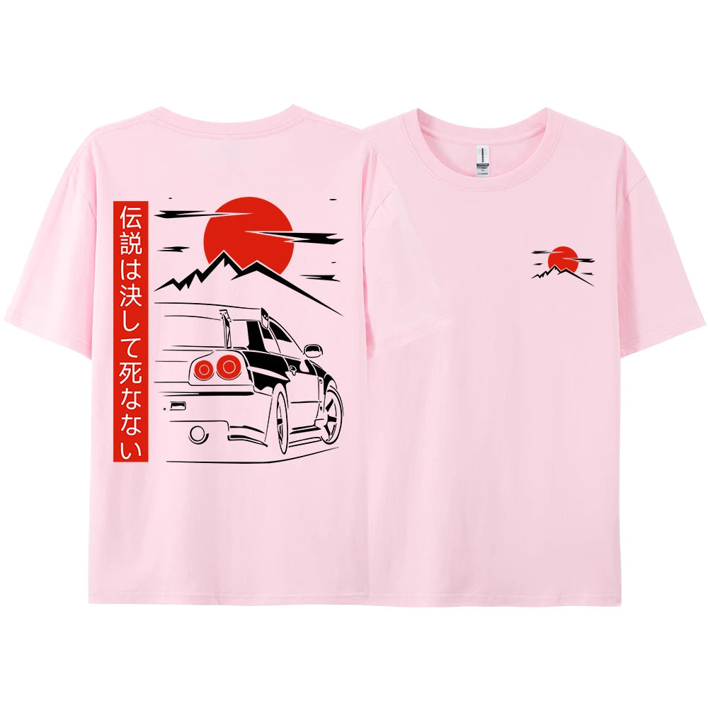 JDM Racing T Shirts – Japanese Streetwear Cotton Couple Tees | Oversized Casual Tops