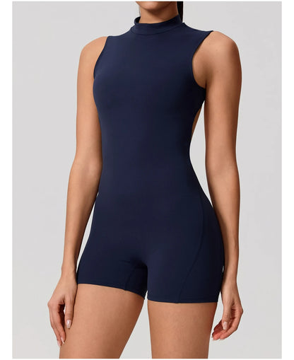 New Summer Women's Sleeveless Back Hollow Jumpsuit Female Sports Suit Fitness Yoga Clothing Peach Hipo Gym Overalls 1 Pcs