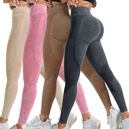 High Waisted Yoga Leggings - Seamless Butt Lifting Tummy Control Pants for Women