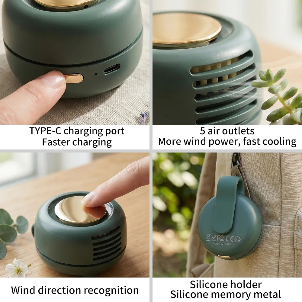 Portable Neck Waist Fan Mini Clip Fan Electric Air Cooling Fan 900mah USB Bladeless Fan Portable Air Cooler for Outdoor Home