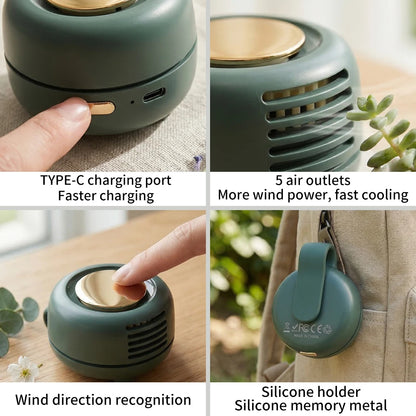 Portable Neck Waist Fan Mini Clip Fan Electric Air Cooling Fan 900mah USB Bladeless Fan Portable Air Cooler for Outdoor Home
