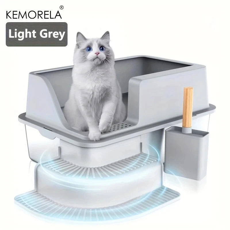 Extra Large 20L Stainless Steel Cat Litter Box - Splash-Proof Easy to Clean Odorless Toilet - ZOOMNSTORE