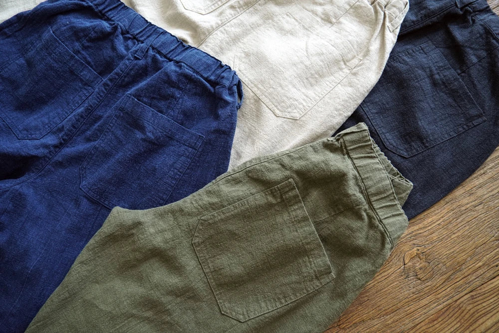 Sauce Zhan Men Pants Ramie Pants Men Summer Breathable Casual Pants Ankle-length Loose Fit Taper Leg