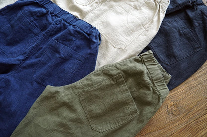 Sauce Zhan Men Pants Ramie Pants Men Summer Breathable Casual Pants Ankle-length Loose Fit Taper Leg