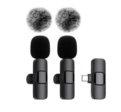2 Pcs Wireless Lavalier Microphone, Mini Clip-on Mic for iPhone Android iPad, Crystal Clear Sound Quality
