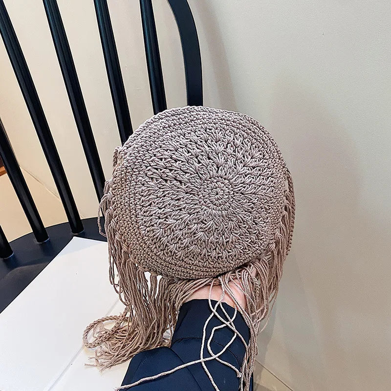 Handmade Cotton Crossbody Bag - Vintage Tassel Shoulder Messenger for Women Summer Beach Handbag 2023