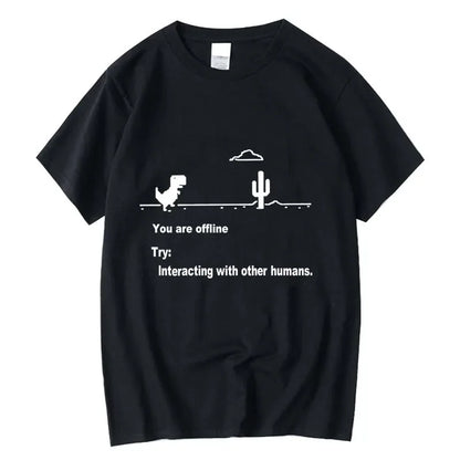 Men's High Quality Cotton Blend Funny Dinosaur Print T Shirt Loose O-neck Men Tshirt Short Sleeve T-shirt Male Tees Tops