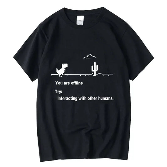 Men's High Quality Cotton Blend Funny Dinosaur Print T Shirt Loose O-neck Men Tshirt Short Sleeve T-shirt Male Tees Tops