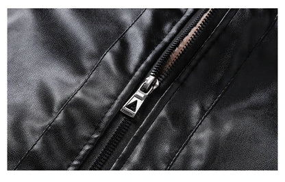 Men Leather Jacket Winter Fleece Lined Biker Jackets Fashion Motorcycle Jacket Faux Leather Coat Outwear Casual Streetwear