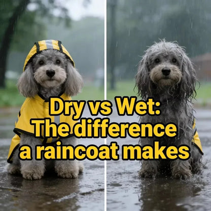 Keep Your Pet Dry And Comfortable - Adjustable Waterproof Windproof Dog Raincoat  Double-Layer Yellow Raincoat With Two-Way Wear