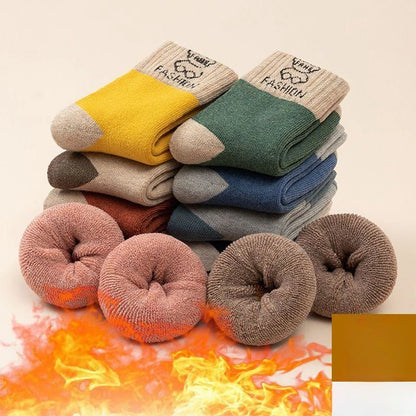 5 Pairs /bag Winter Children Socks Warm Autumn And Winter Plush Thicken Toddler Boys Girls Cotton Middle Tube Sock For 2-14 Year