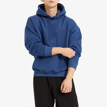 American Retro Hooded Sweater Men's Autumn and Winter New Solid Color Simple Sports and Leisure Jumper Hoodie