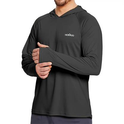 Mens UPF50+ Performance T-Shirt Hoodie Long Sleeve Casual Sun Protection T-Shirt Running Quick Dry Hoodie Sunscreen Fishing Wear