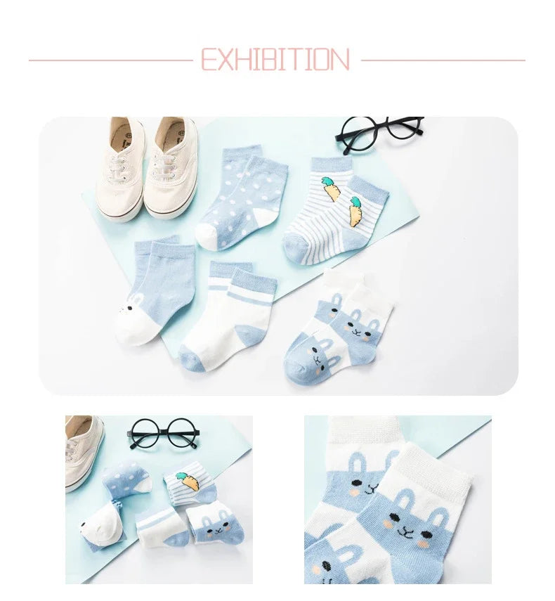 5 Pairs/Lot Kids Soft Cotton Socks Boy Girl Baby Infant Fashion Stripe Warm For Autumn Winter 0-6 Years Children Cartoon Sock