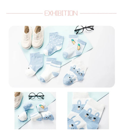 5 Pairs/Lot Kids Soft Cotton Socks Boy Girl Baby Infant Fashion Stripe Warm For Autumn Winter 0-6 Years Children Cartoon Sock