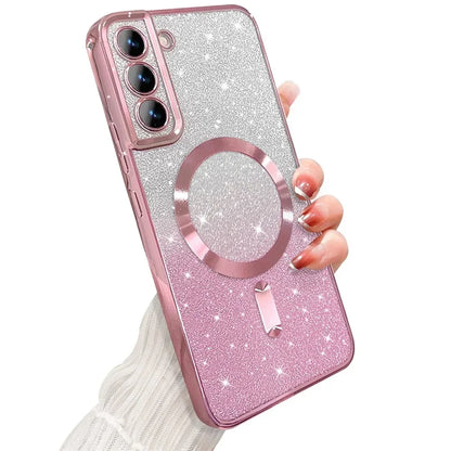 Glitter Magnetic Case For Samsung Galaxy S26 S24 Ultra S23 S22 S21 S25 Plus S20 FE A56 A55 A36 A17 Plating Wireless Bright Cover