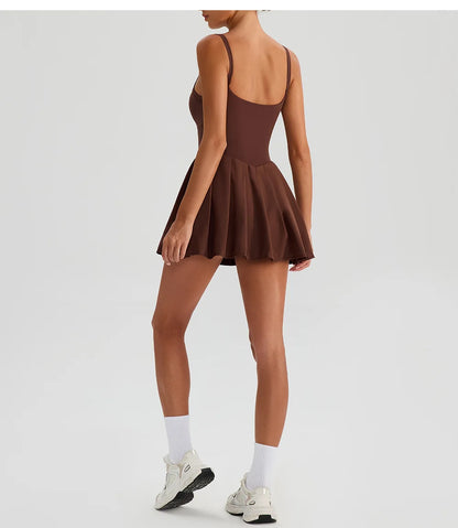 Women's Tennis Dress - Summer Sleeveless Breathable Workout Dress With Pockets
