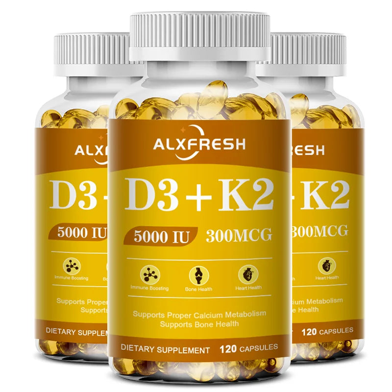 Alxfresh Vitamin D3+K2 Capsules for Immune, Joints, Muscles and Bones Support with Variety of Vitamins and Minerals Supplement