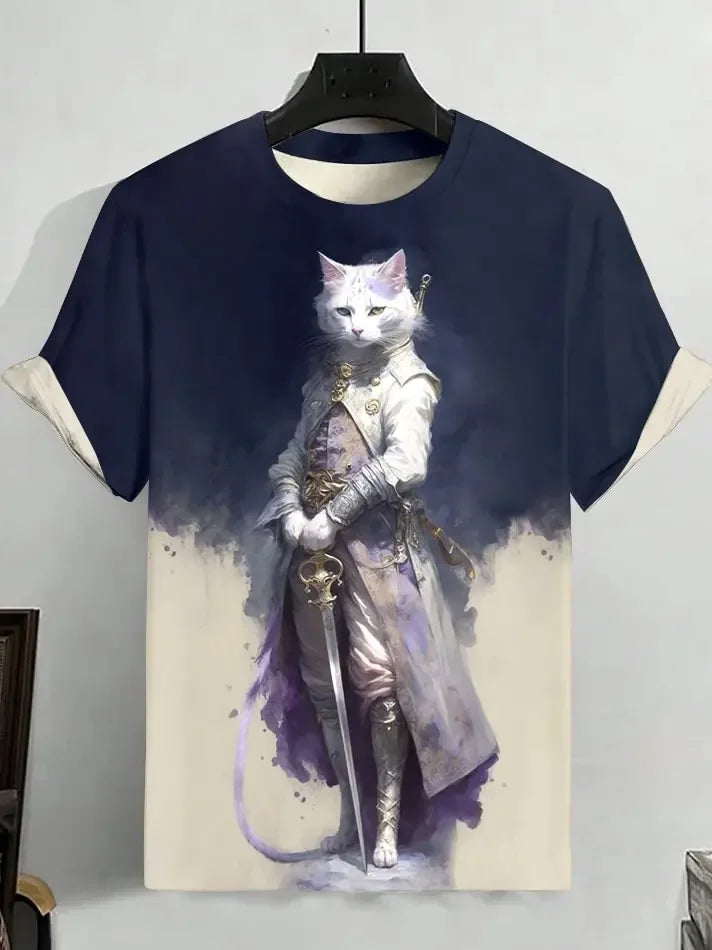 Japanese Art Style Summer 3D Printed Large-sized Men's T-shirt Is Loose and Comfortable Suitable for Daily Wear