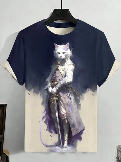 Japanese Art Style Summer 3D Printed Large-sized Men's T-shirt Is Loose and Comfortable Suitable for Daily Wear