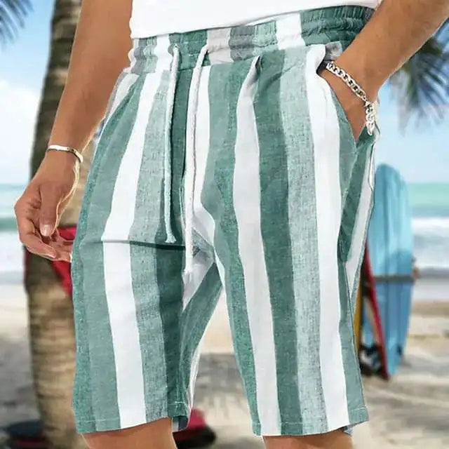 Summer Fashion Striped 3D Print Beach Shorts Swimwear Men's Oversized Surfing Board Pants Holiday Swimsuits Trunks Man Clothing