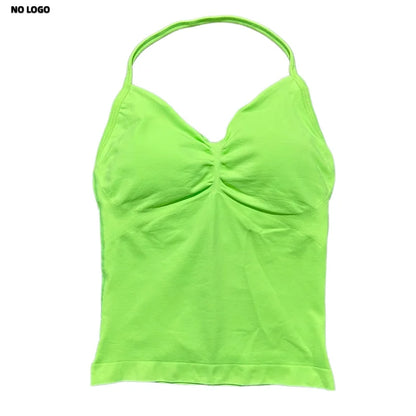 Women Yoga Vest - Longline Strappy Top | Breathable Fitness Tank Top Open Back Halter
