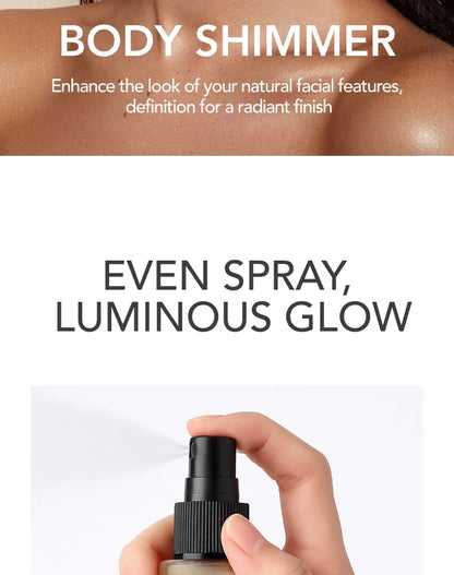 Flash Spray, Lasting Flash, Waterproof, Sweat Proof, Stain Proof, Suitable for Face, Body, Neck, Bright Makeup, Shiny Cosmetics