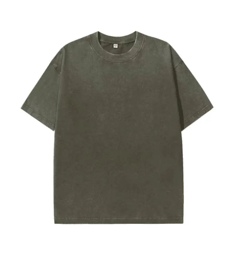 Retro Heavyweight T-Shirt - Solid Color Tee | Breathable Cotton Shirt, Short Sleeve Casual Top