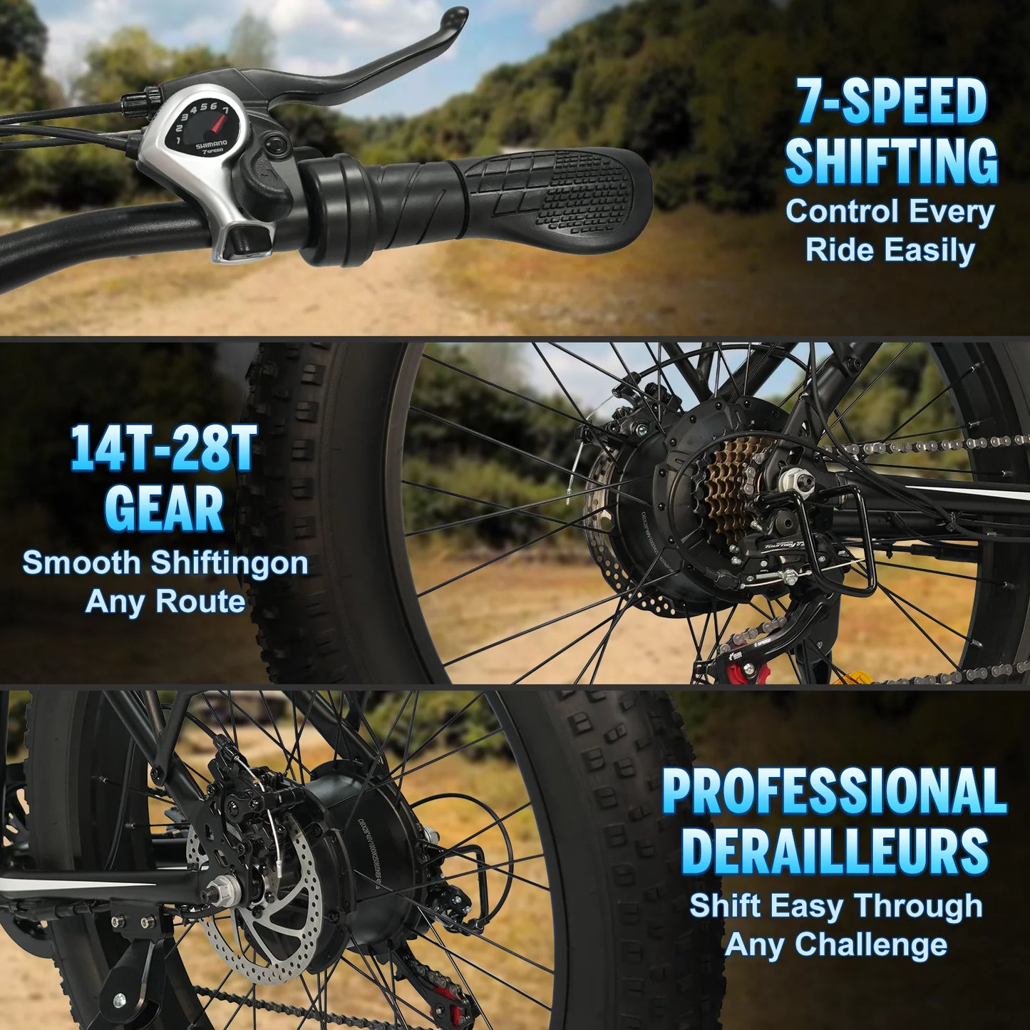 Black Electric Bicycle 1500W Powerful Motor 48V 15AH Lithium Battery Motorcycle Electric Bike 26*4 in Fat Tire Snow E-bike