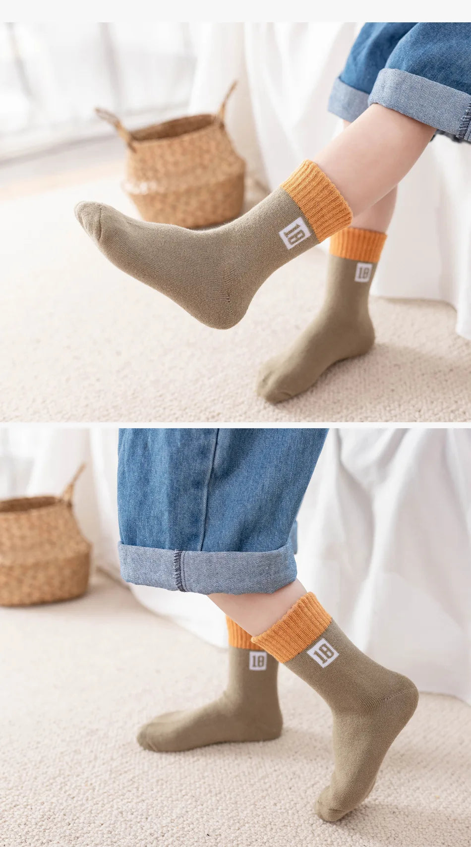 5 Pairs/Lot Kids Scoks Autumn Winter Kids Warm Thicken Cotton Socks Unisex Boys Girls Cute Cartoon Animal Socks