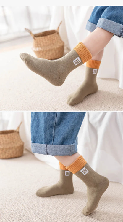 5 Pairs/Lot Kids Scoks Autumn Winter Kids Warm Thicken Cotton Socks Unisex Boys Girls Cute Cartoon Animal Socks