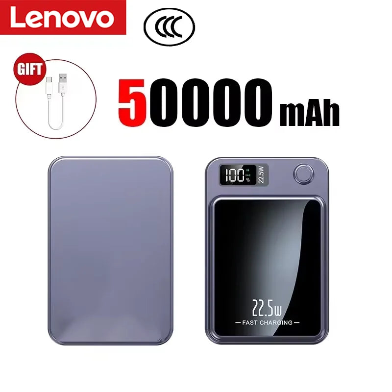 Lenovo 500000mAh Portable Magnetic Wireless Power Bank Fast Charger For Magsafe Auxiliary Battery For iphone Huawei Samsung 2027