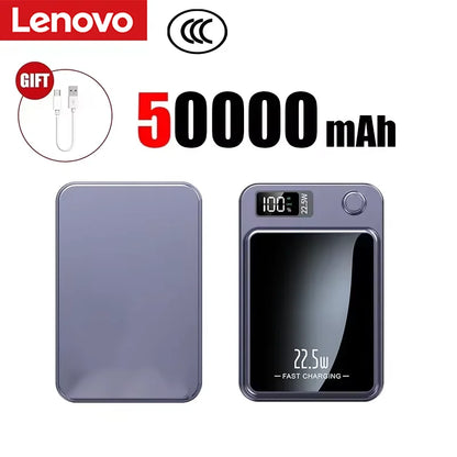 Lenovo 500000mAh Portable Magnetic Wireless Power Bank Fast Charger For Magsafe Auxiliary Battery For iphone Huawei Samsung 2027