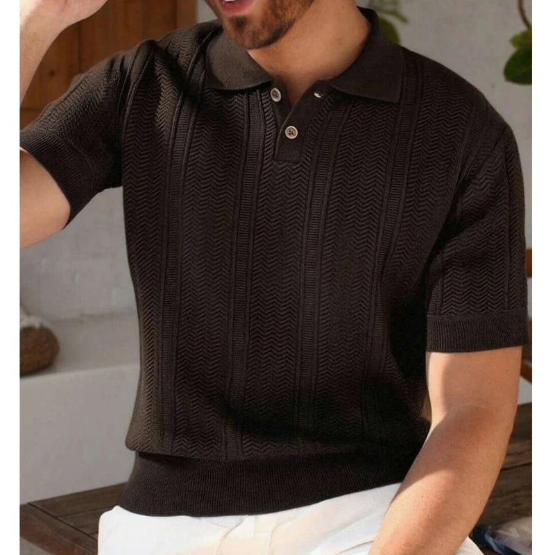 US Size Mens Knit Shirts Casual Stretch Golf Shirts Short Sleeve Polo Shirt Men's Summer Old Money Knit Top