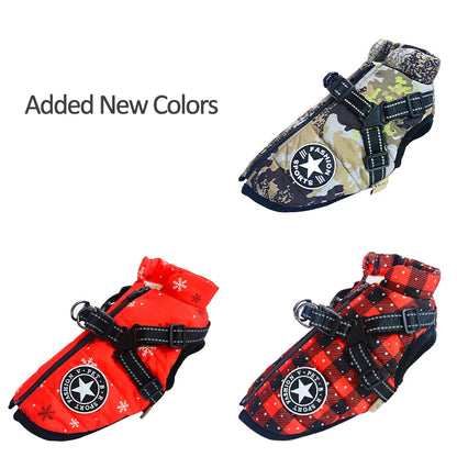 Winter Dog Clothes with Harness Waterproof Warm Pet Dog Cotton Jacket for Small Large Dogs Puppy Clothing French-Bulldog Coat