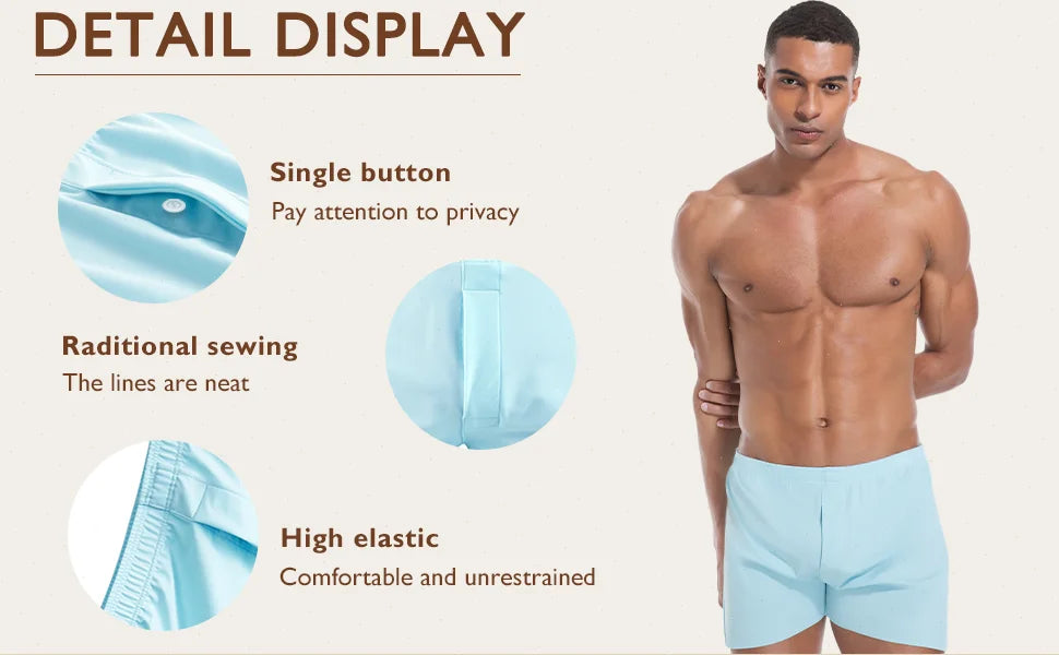Men's Ice Silk Boxers Shorts Large Size Underwear Man Mid Waist Loose Arrow Pants Boy Home Pajamas Underpants Breathable Panties
