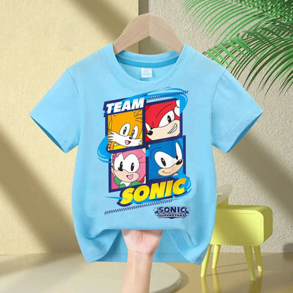 Sonic The Hedgehog Kids T-Shirt Anime Print Cotton Short Sleeve Boy Girl Summer Casual Top Gift