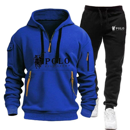 2026 Autumn/Winter New Men's Casual Set Fashion Outdoor Hiking Windproof Warm Men's Hoodie and Pants Two Piece Set