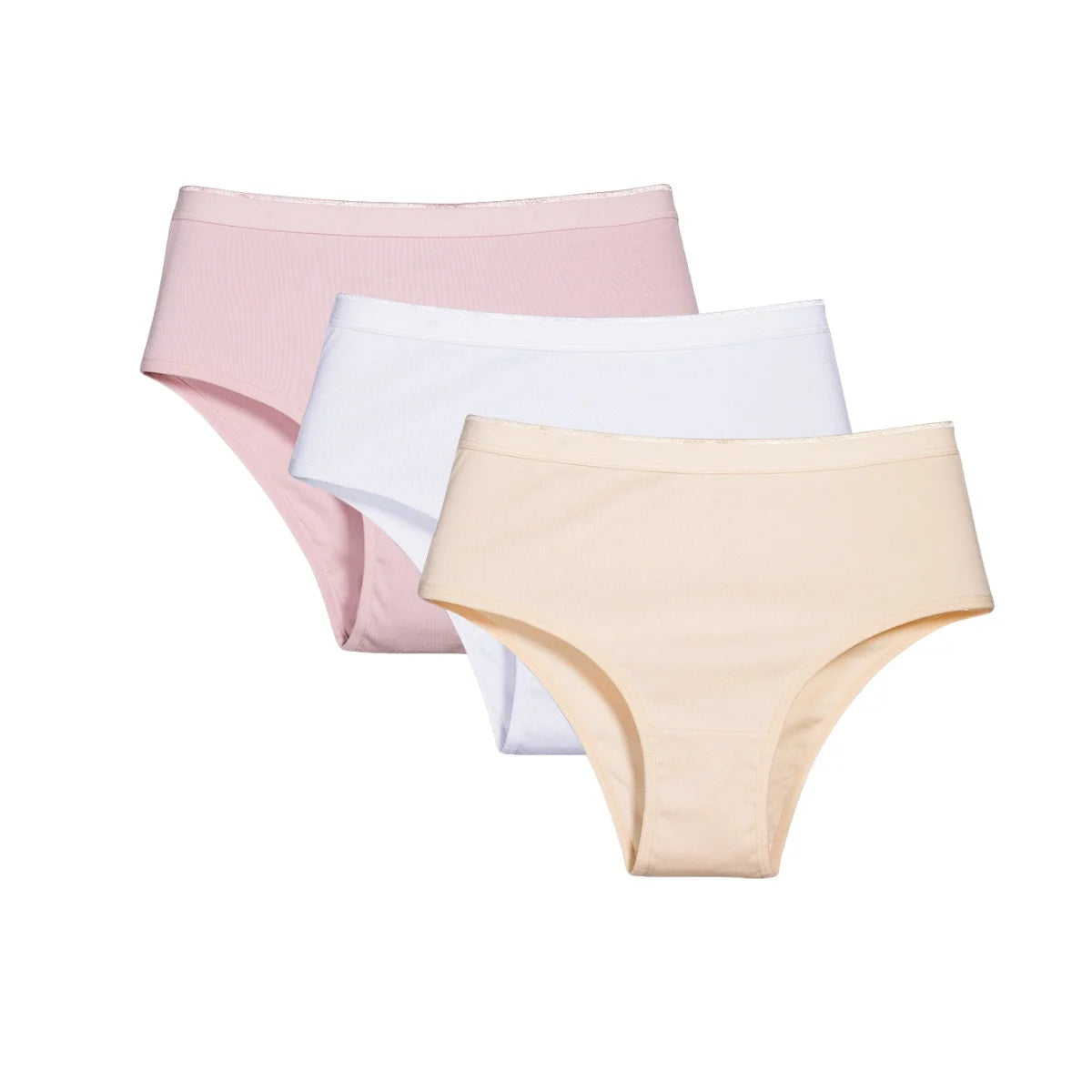 3Pcs/Set Women Cotton Panties High Waist Underwear Female Underpants Solid Color Soft Stretch Briefs Comfort Sexy Lingerie S-L