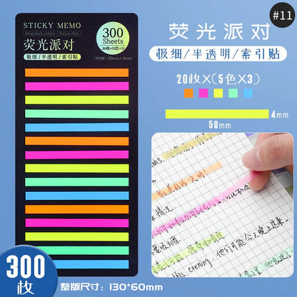 Transparent Rainbow Sticky Notepads - 300 Sheets Kawaii Memo Pad