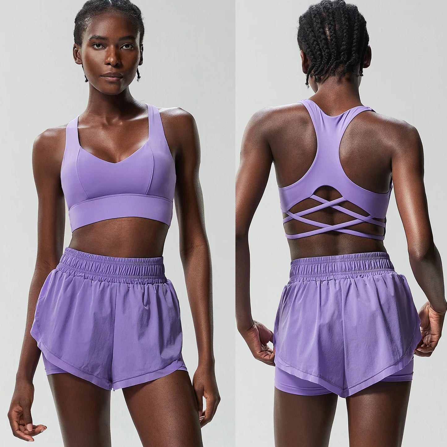 Women Outdoor Running Suit Summer Breathable Quick Dry Short Sportswear Two Pieces Fitness Yoga Set Female Exercise Gym Clothes