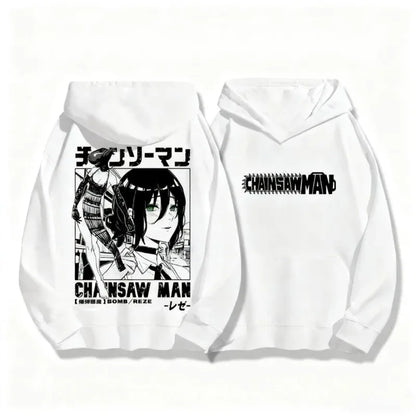 Autumn Winter Sweatshirt Chainsaw Man Reze Hooded Men Women Oversized Y2k Unisex Fleece Warm Pullovers Hip Hop Women Hoodie Top