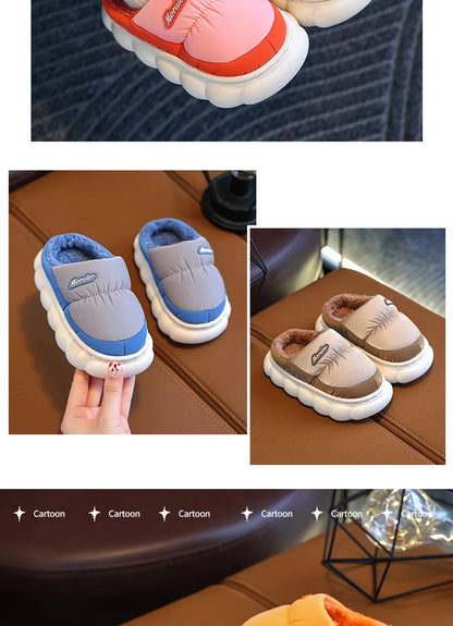 Children Winter Slippers - Waterproof Kids Cotton Slippers | Warm Woolen Home Shoes