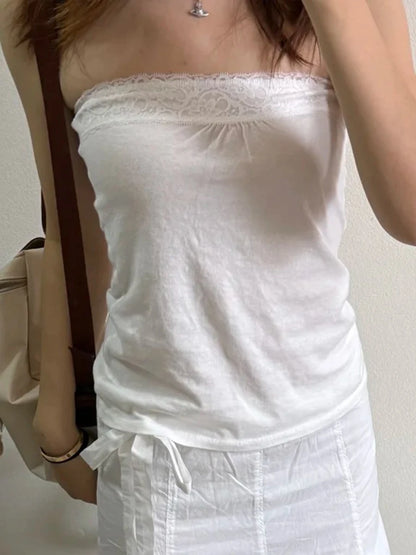 Beige Lace Trim Long Sleeve Tees Women Autumn New Streetwear Cotton Slim Sexy V-neck Lace-up Tops Sweet Simple Chic T-shirts Y2K