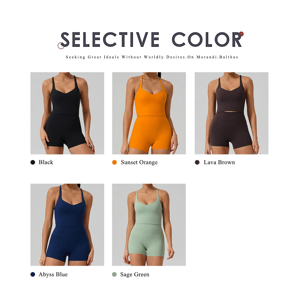 Hearuisavy Sports Tank Top Fitness Set 2Pcs Women Cross-Back Quick Dry Workout Vest Breathable High Waisted Tight Yoga Shorts