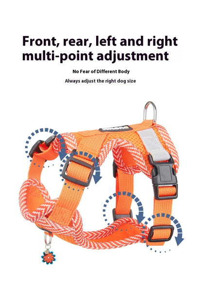 Breathable Reflective Dog Harness for Small Medium Dogs Cats Patterned Comfortable Adjustable Pet Vest with Leash