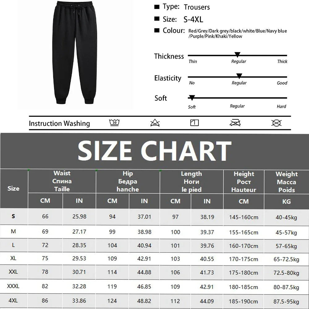 Mens Casual Pants Autumn Winter Fleece Sweatpants Men Running Jogger Sports Gym Trousers Fashion Solid Color Workout Long Pants